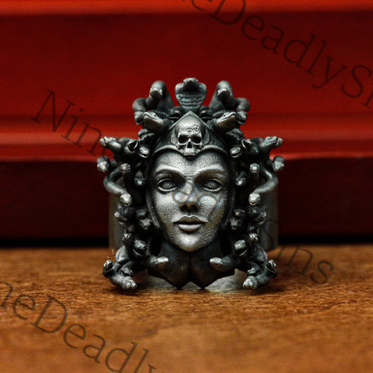 Medusa 925 Silver Ring - Snake King Banshee - Glamorous Queen Ring Gift Goth Charm