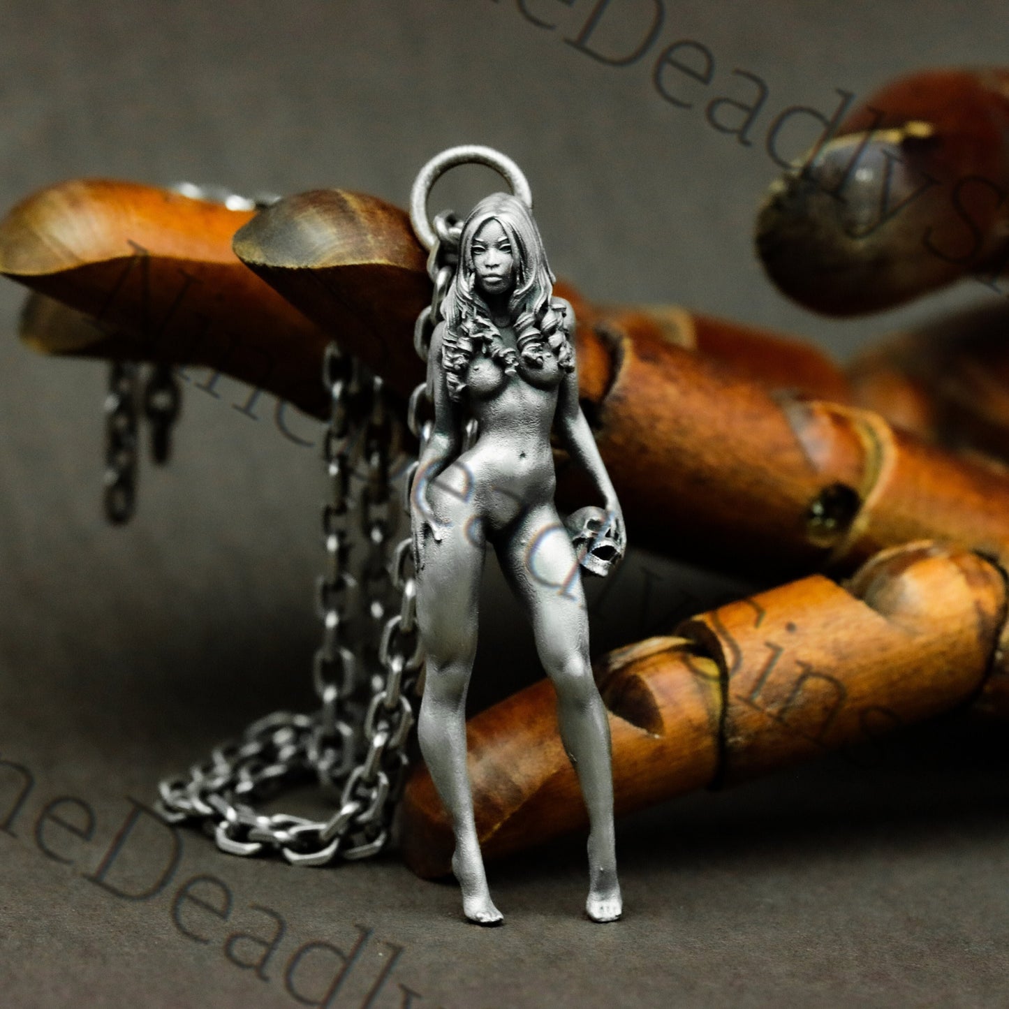 Witch Priestess 925 Silver Pendant Necklace - Naked Witch - Sexy Seductive Personality Pendant Necklace Gift