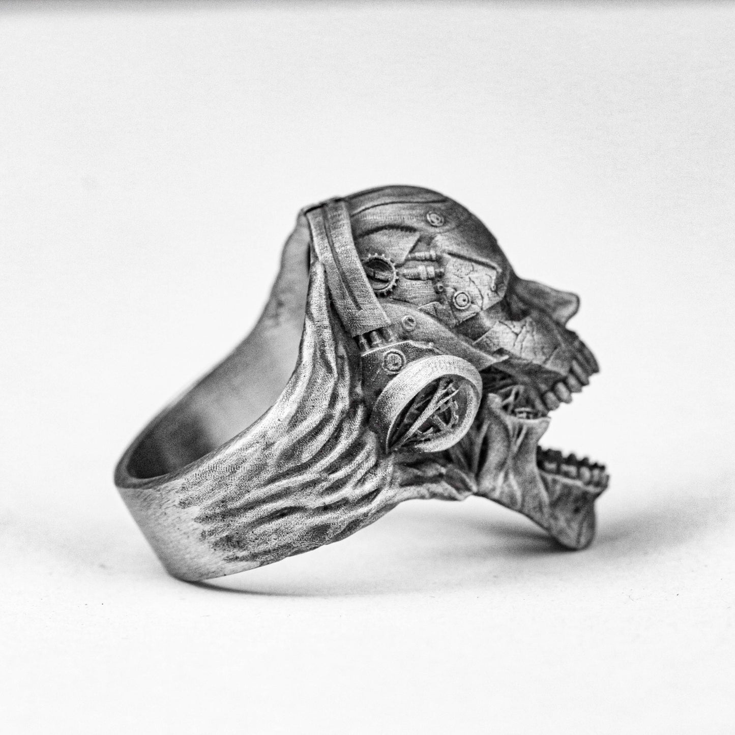 925 punk ring-skull-gothic style-punk male ring-rock index finger accessories-heavy metal roaring ring