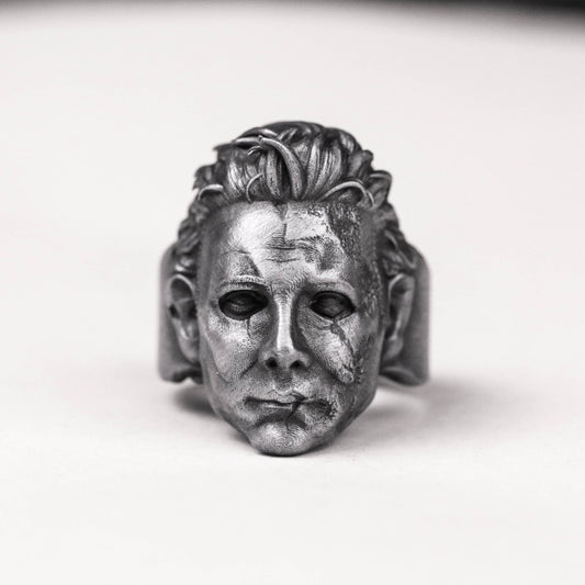 925 silver Moonlight heart panic Halloween mask killer Ring Michael Myers mask ring, Boogeyman ring, slasher jewelry, horror jewelry