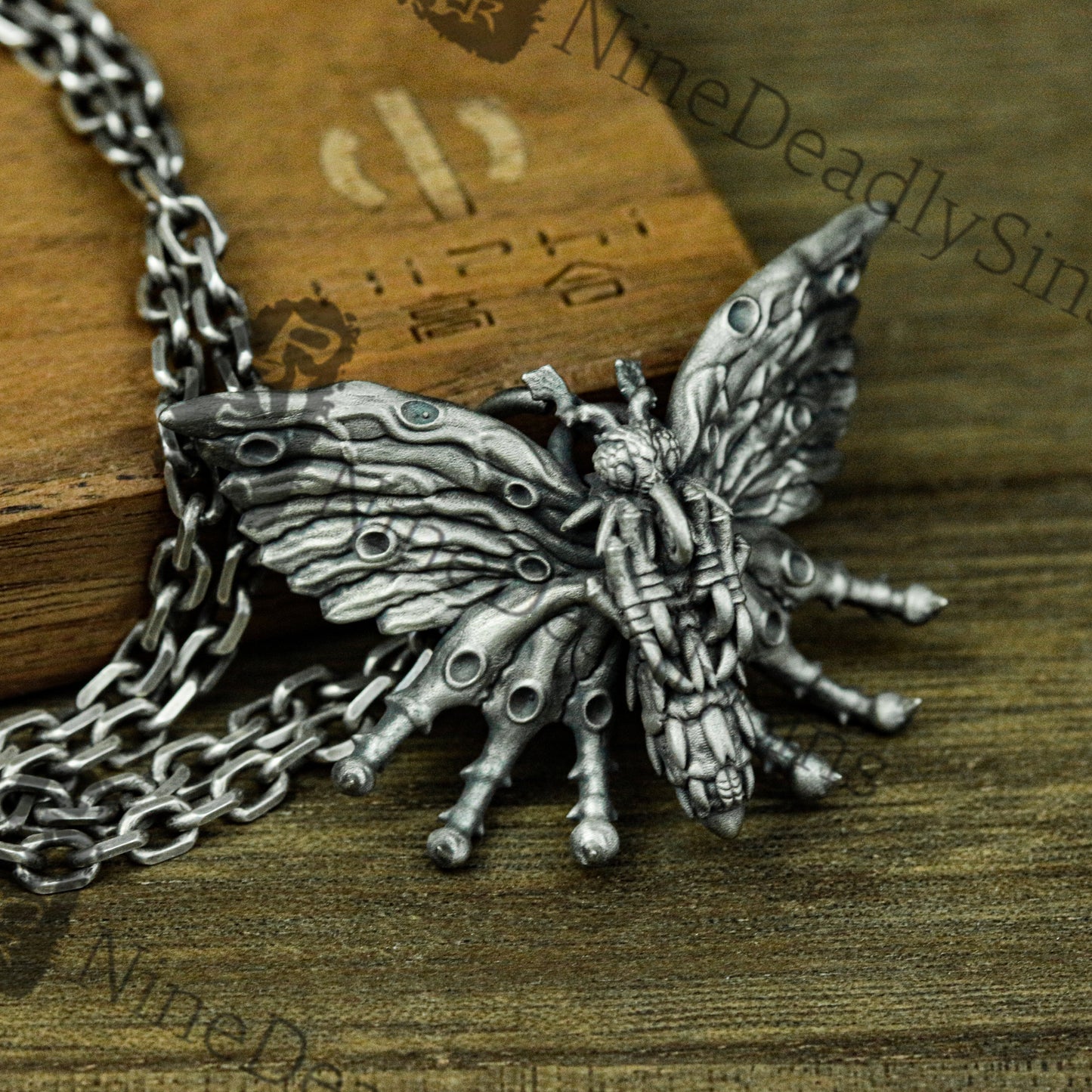 Butterfly From Hell 925 Silver Pendant Necklace - Horror Butterfly That Drains Souls - Unique Artisan Made