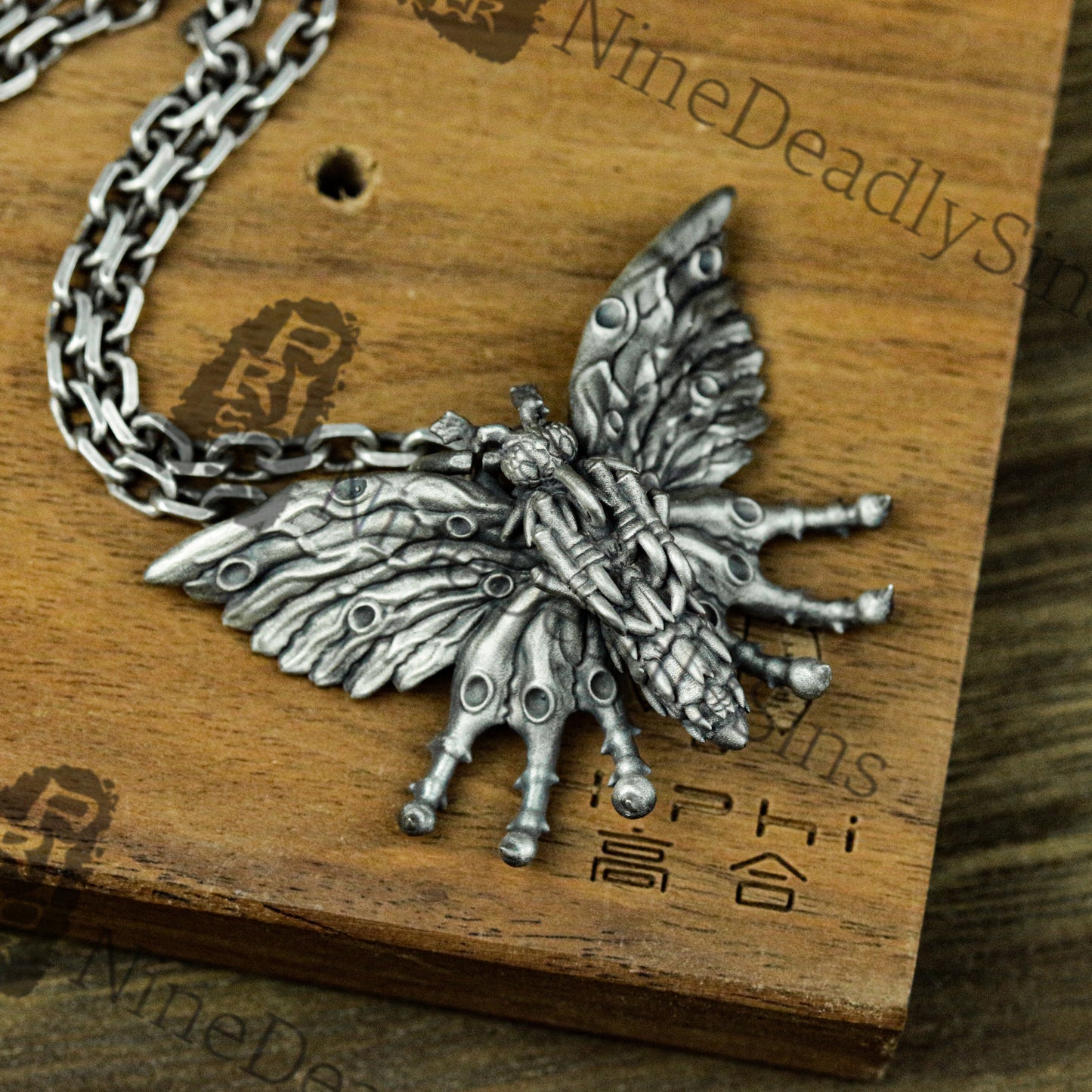 Butterfly From Hell 925 Silver Pendant Necklace - Horror Butterfly That Drains Souls - Unique Artisan Made