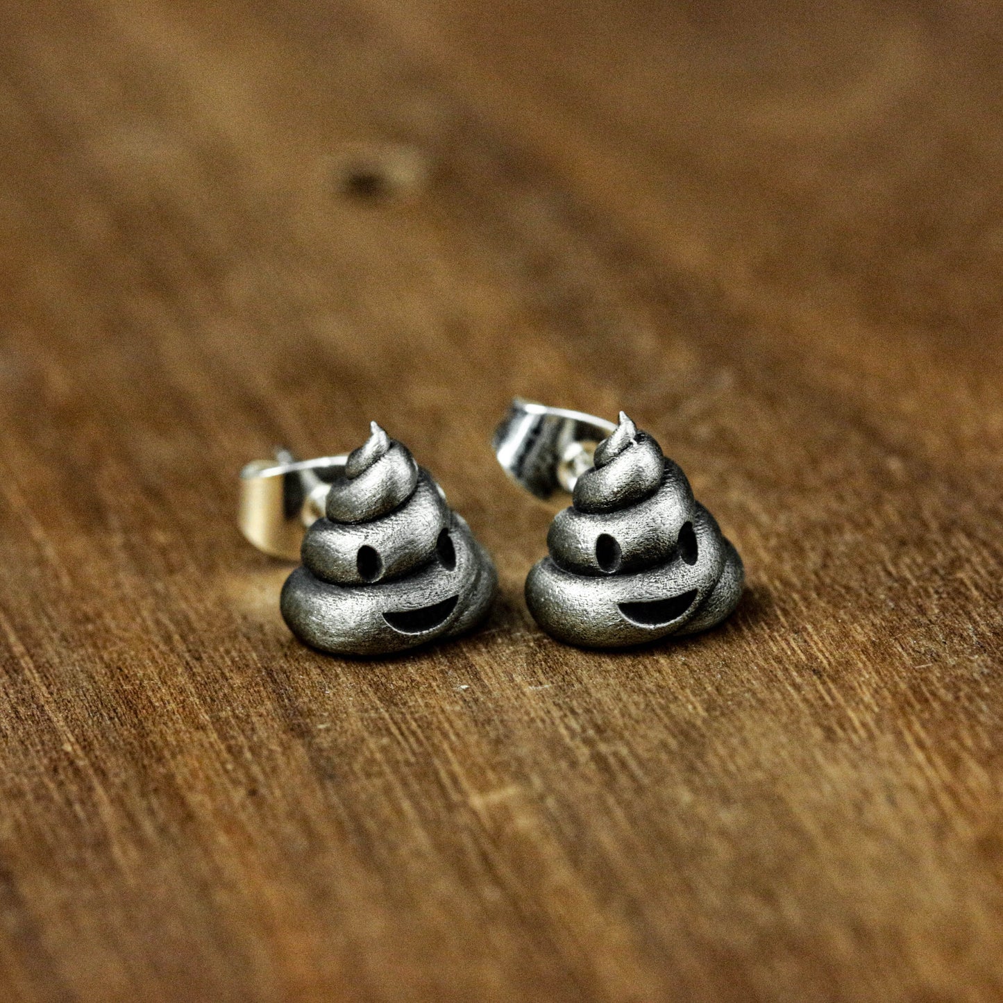 Sterling silver small poop emoji earrings, cute earrings, poop earrings, small earrings