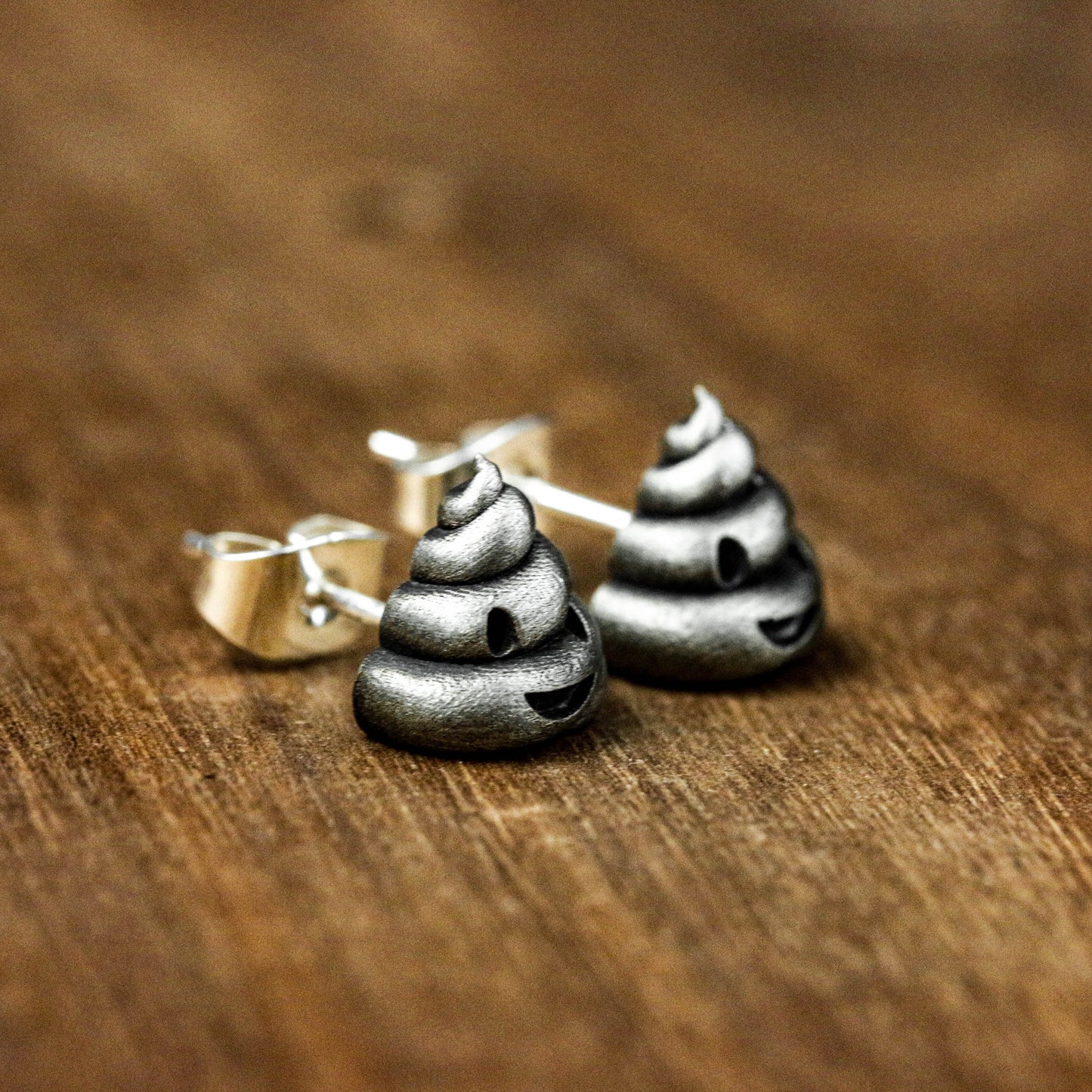 Sterling silver small poop emoji earrings, cute earrings, poop earrings, small earrings