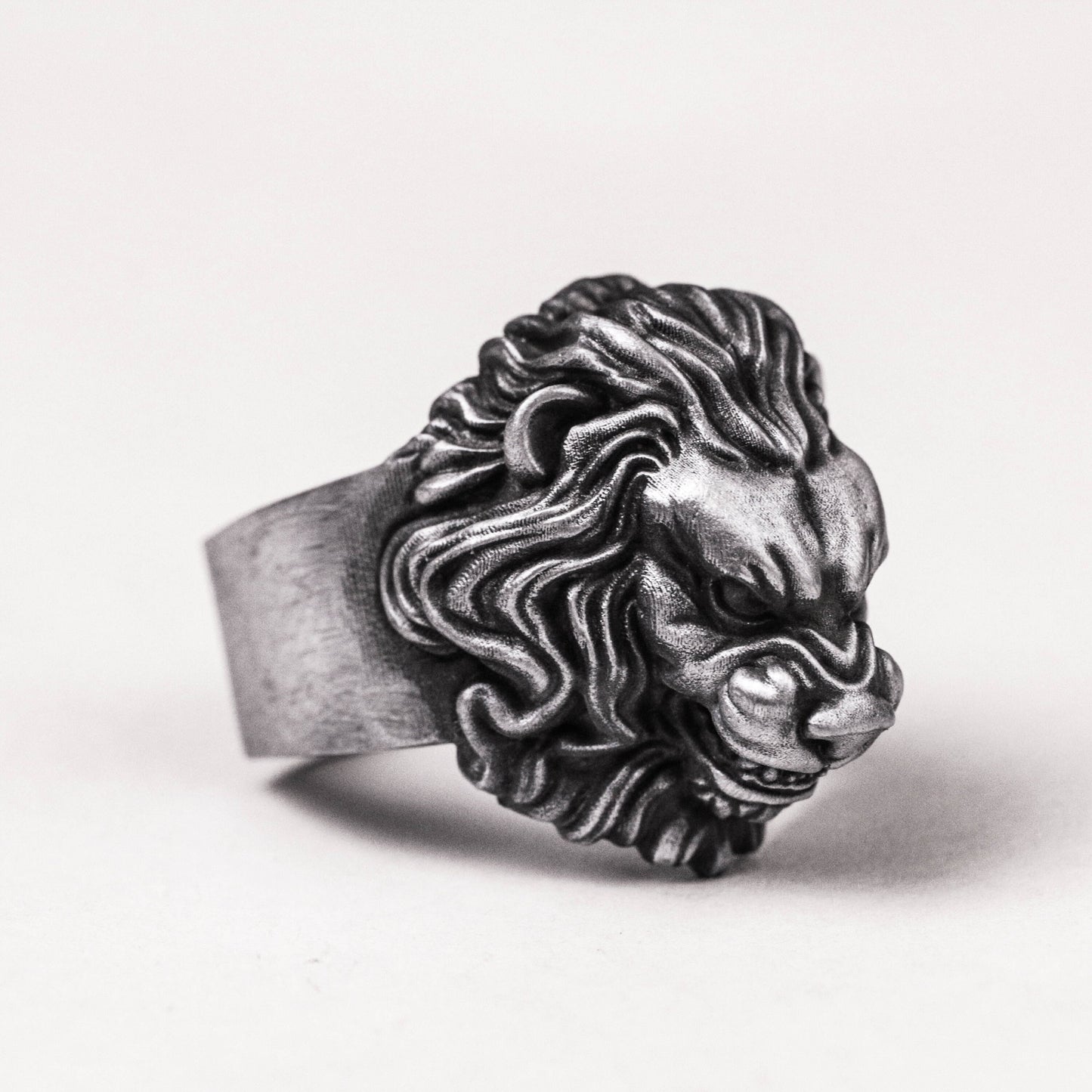 Silver Lion Ring - Mens Angry Lion King Ring Unique Biker Ring For Man Gothic Signet Men Jewelry Gift Boyfriend Husband