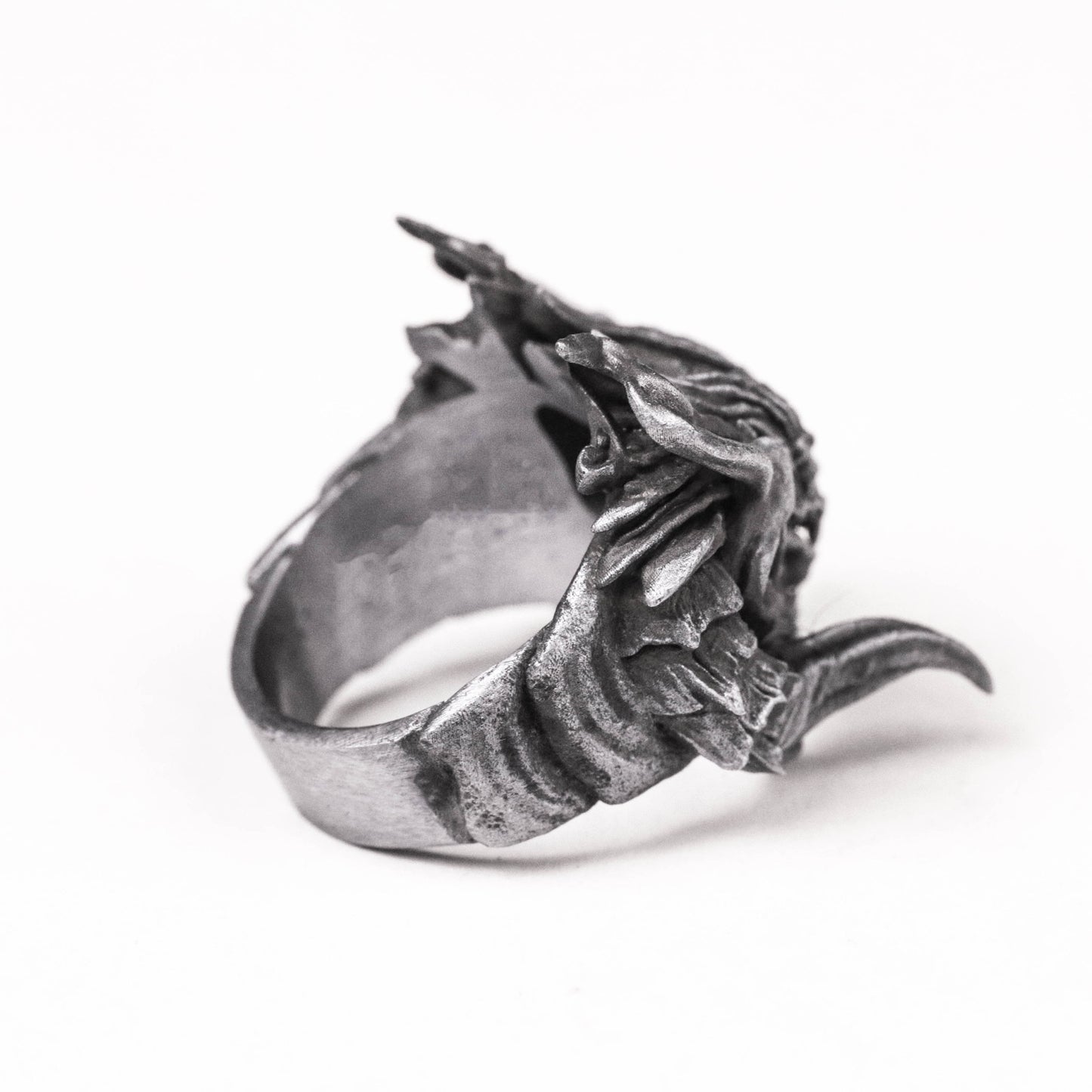 925 Silver Flaming Dragon Ring, Evil Dragon Jewelry, Tyrannosaurus Rings