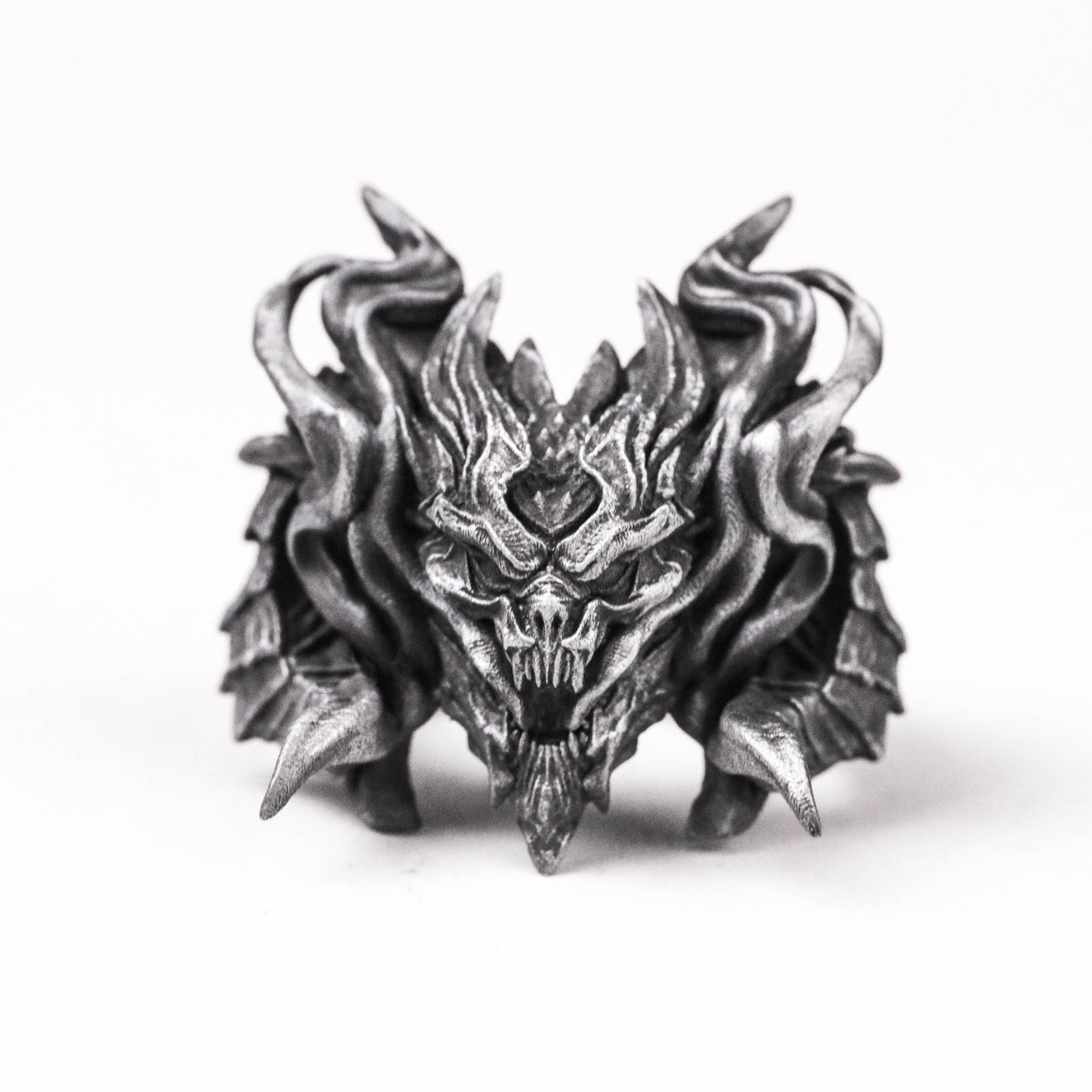 925 Silver Flaming Dragon Ring, Evil Dragon Jewelry, Tyrannosaurus Rings