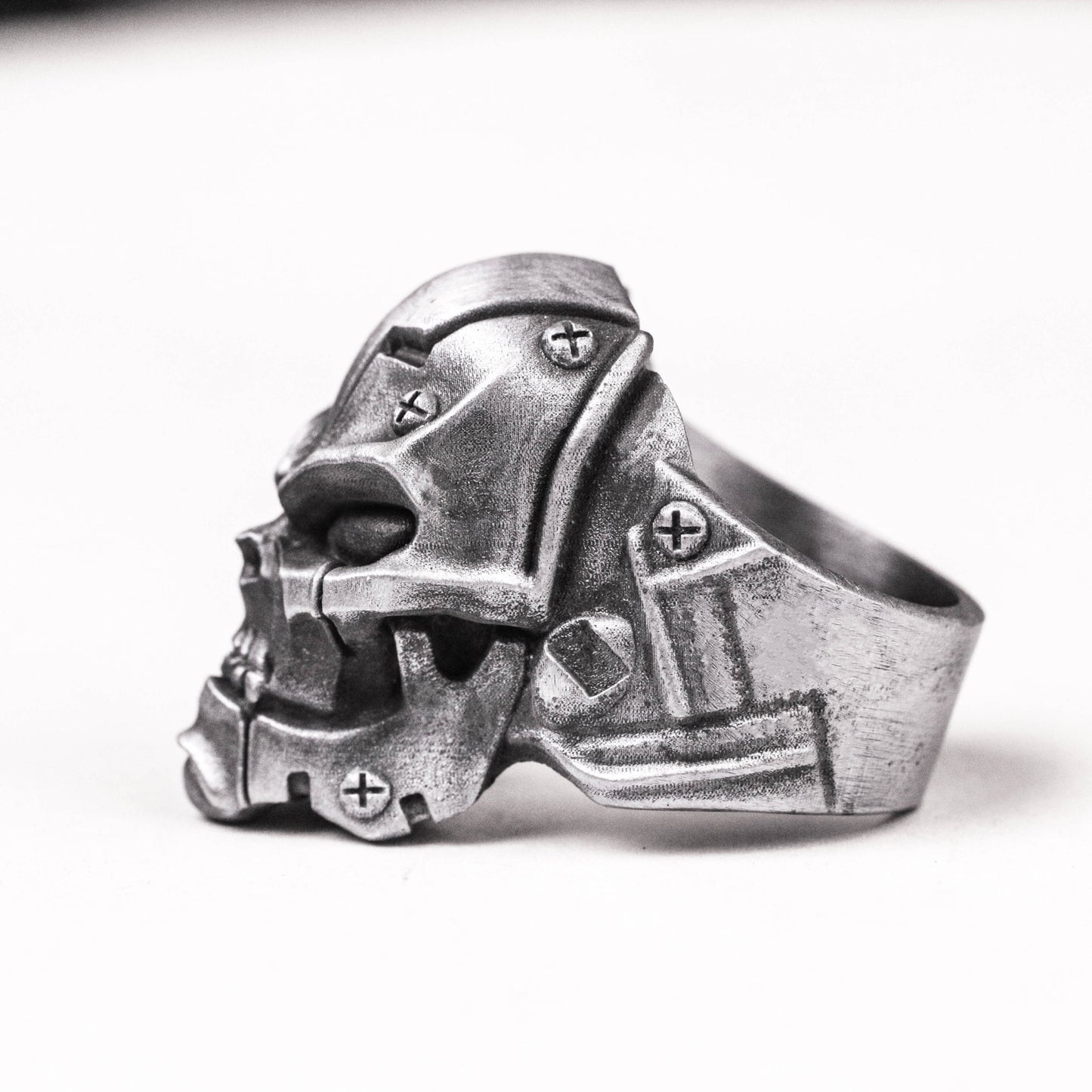 925 silver mechanical skull ring Biomechanic Skull Ring, Sterling Mech Skull, Futuristic, Cyberpunk Jewelry