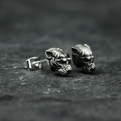 Leopard head earrings, 925 sterling silver earrings, animal earrings, animal jewelry, cheetah earrings, gift for him - handmade