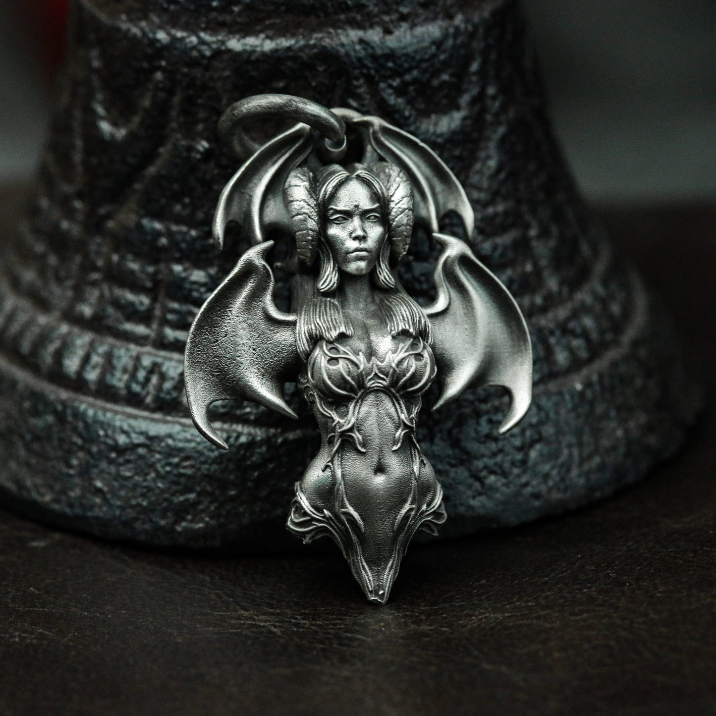 Satan's Messenger, Demon Banshee 925 Silver Pendant Necklace, Unique Gothic Banshee Necklace Artisan Gift