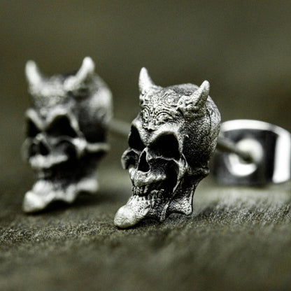 Skull earrings, smiling skull earrings, baroque style earrings, gifts for him - handmade