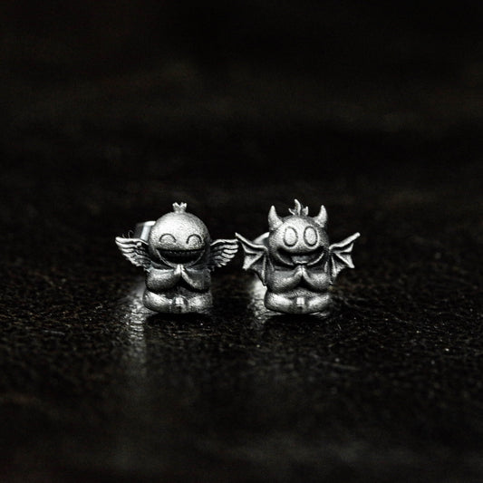 Angel demon earrings, angel earrings, lucky gift, little demon earrings, gift for him - handmade