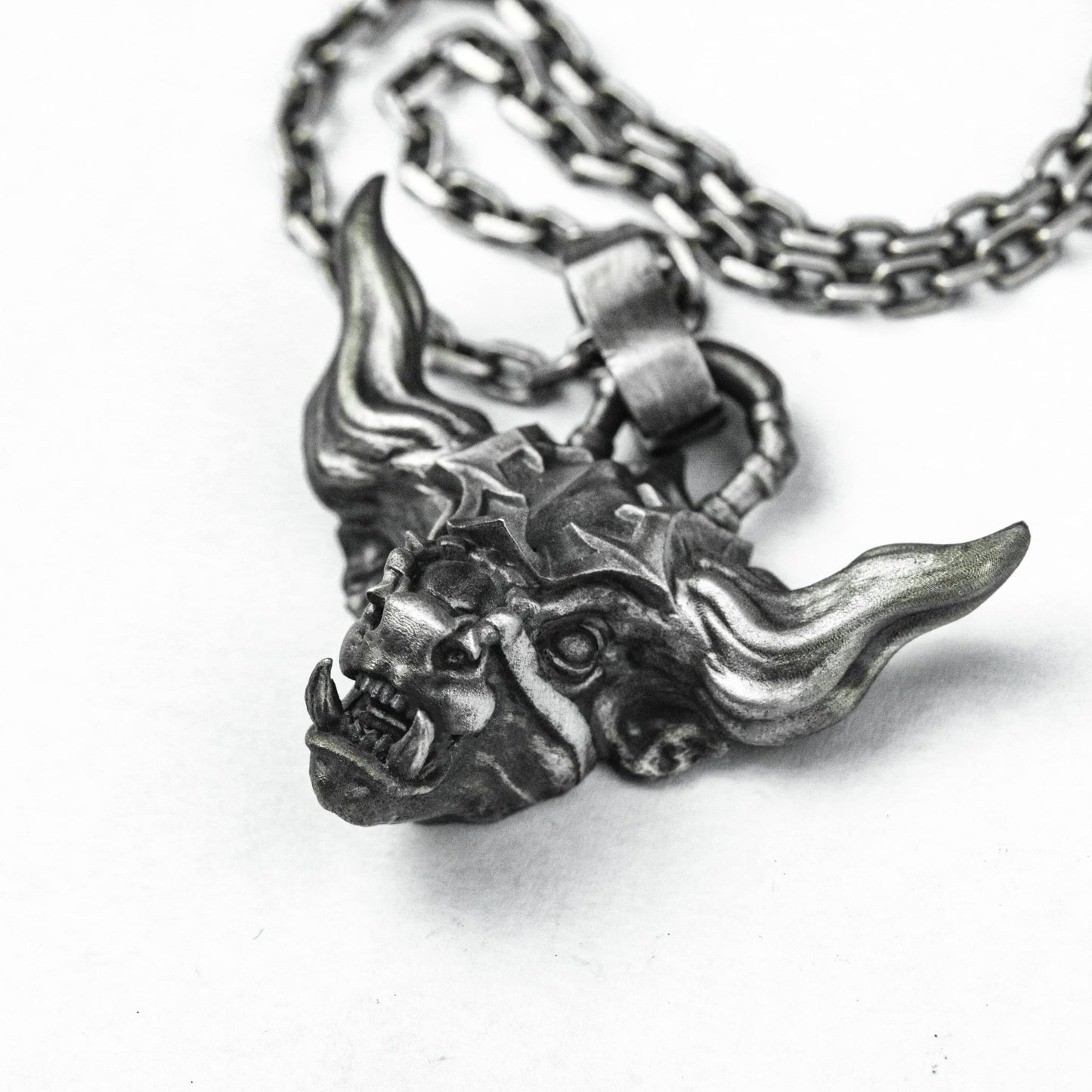 Combat bull head totem pendant necklace, bull head silver pendant, bull pendant, animal pendant, totem necklace, gift for him - handmade