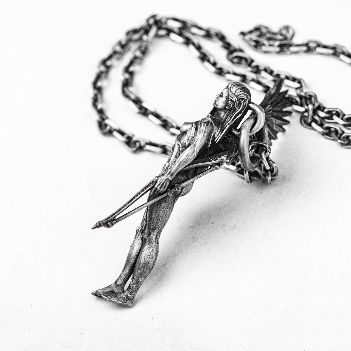 Tree elf female warrior silver pendant angel wings necklace wings necklace Valkyrie witch necklace girls initial gift men's necklace