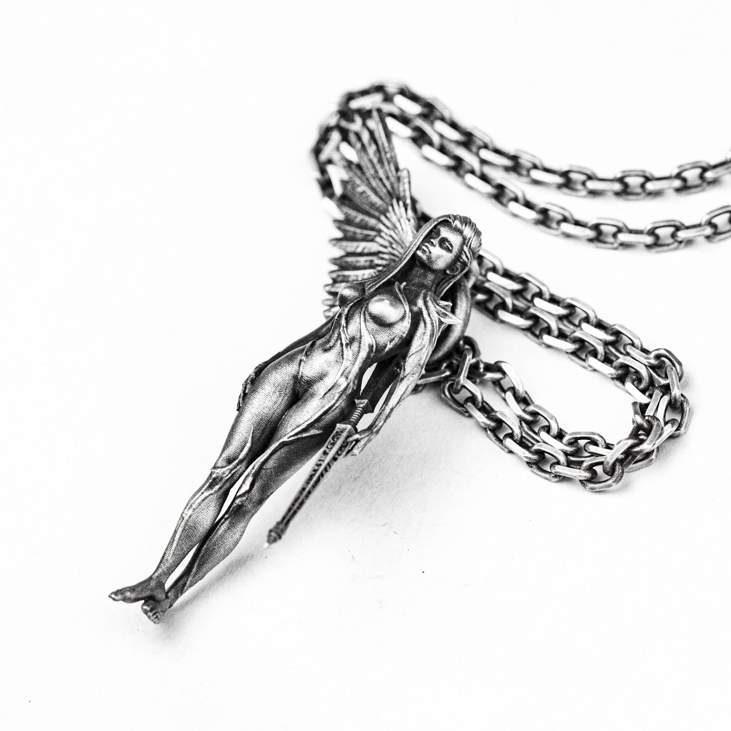 Tree elf female warrior silver pendant angel wings necklace wings necklace Valkyrie witch necklace girls initial gift men's necklace