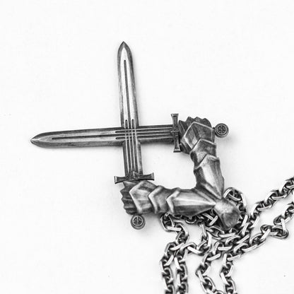 High Quality Necklace Pendant - Cross Sword Silver Jewelry - Handmade Silver Sword Pendant - Meaningful Jewelry