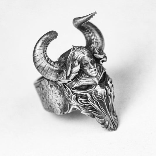 Evil Soul Helmet Ring - Mystery Gift - Art Nouveau - Cyberpunk Mask - Samurai Helmet Ring - Tactical Helmet Customization