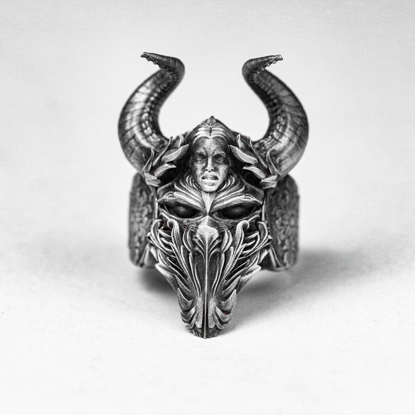 Evil Soul Helmet Ring - Mystery Gift - Art Nouveau - Cyberpunk Mask - Samurai Helmet Ring - Tactical Helmet Customization