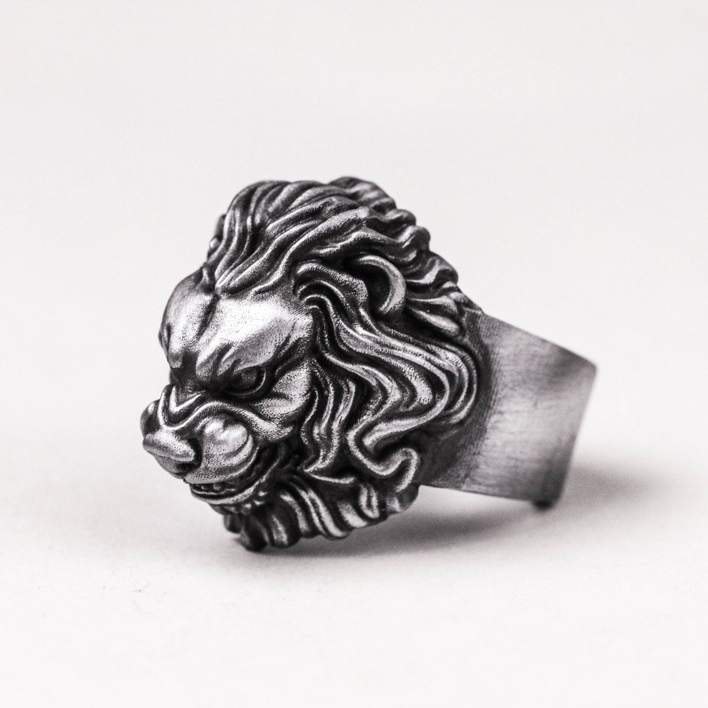 Silver Lion Ring - Mens Angry Lion King Ring Unique Biker Ring For Man Gothic Signet Men Jewelry Gift Boyfriend Husband