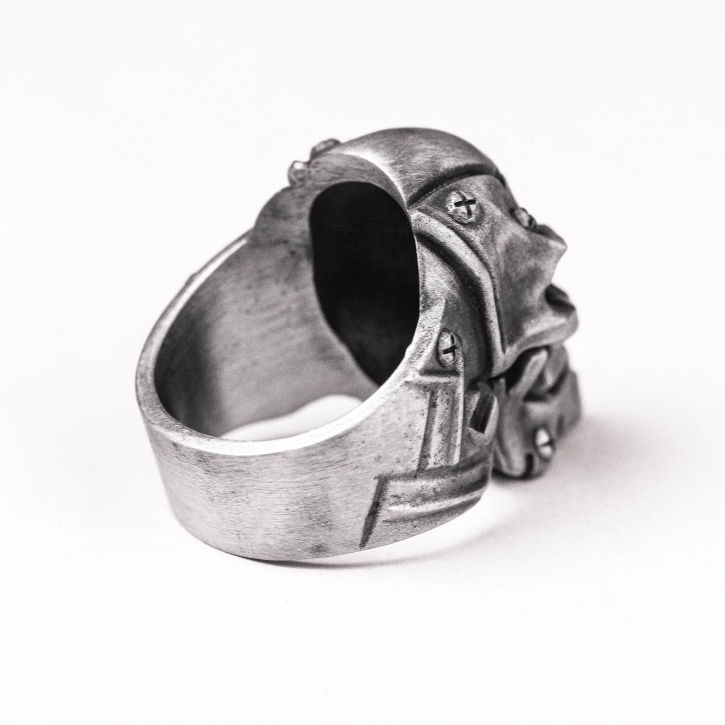 925 silver mechanical skull ring Biomechanic Skull Ring, Sterling Mech Skull, Futuristic, Cyberpunk Jewelry