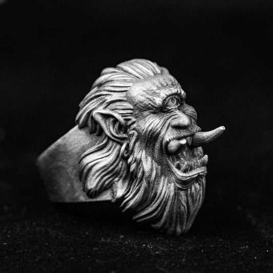 Cyclopean Skull Ring - Hand-Forged 925 Silver Heirloom Jewelry with Norse Motifs