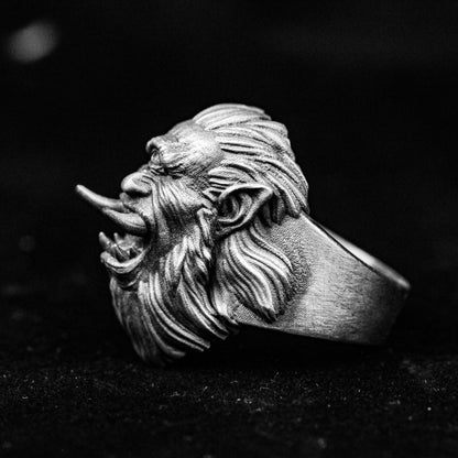 Cyclopean Skull Ring - Hand-Forged 925 Silver Heirloom Jewelry with Norse Motifs