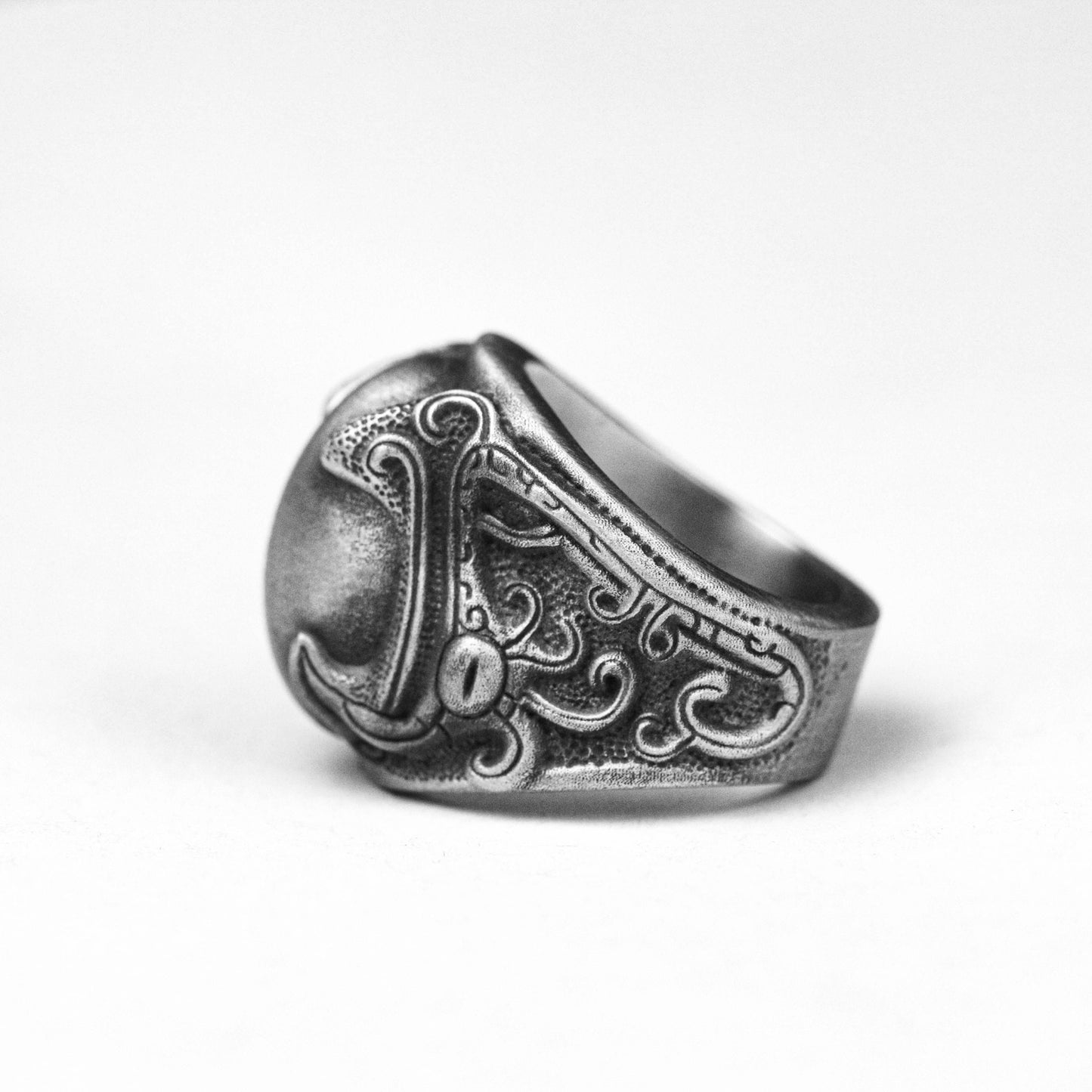 925 Silver Chinese Dragon Ring, Taotie Ring Texture design of the Warring States Period, 925 silver rings, Chinese bronze texture rings