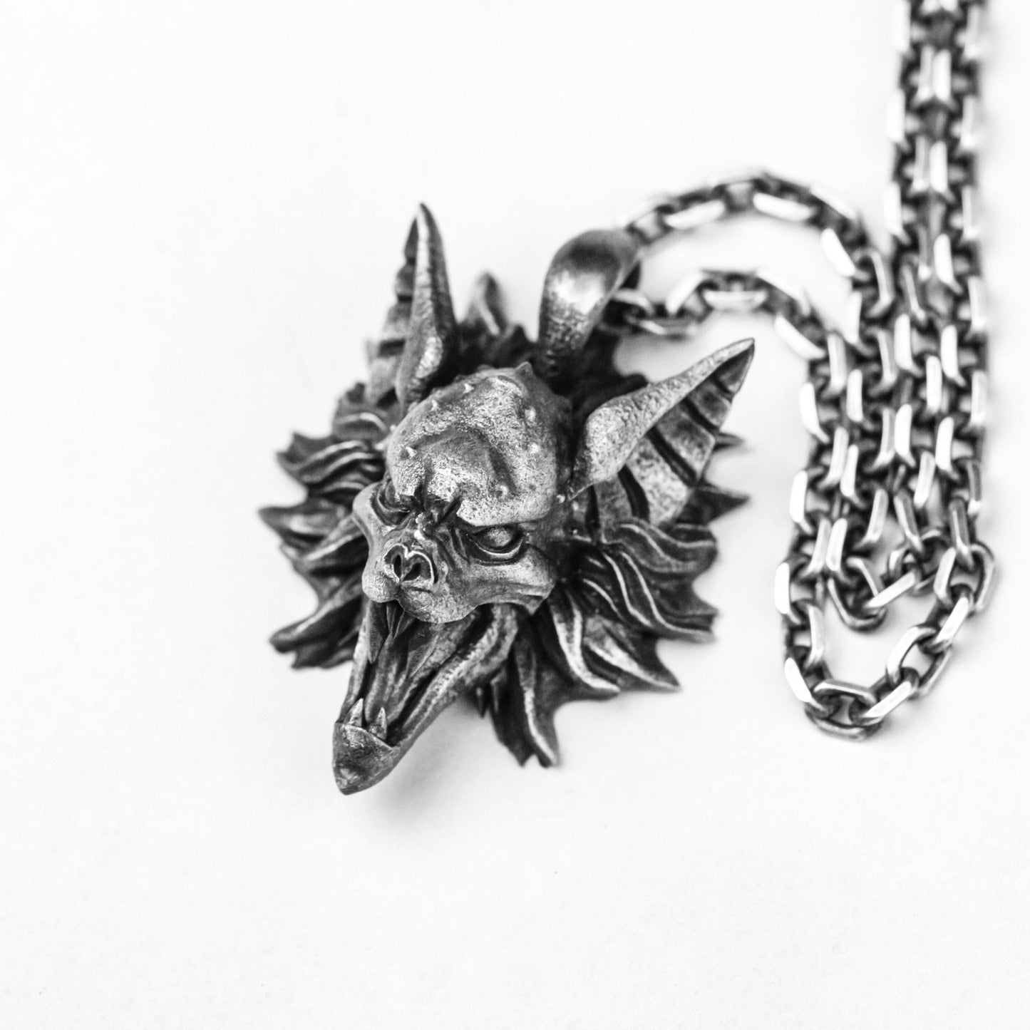 925 Silver Gargoyle Bat Pendant Necklace, Vampire Necklace, Monster Necklace Pendant, Gift Pendant