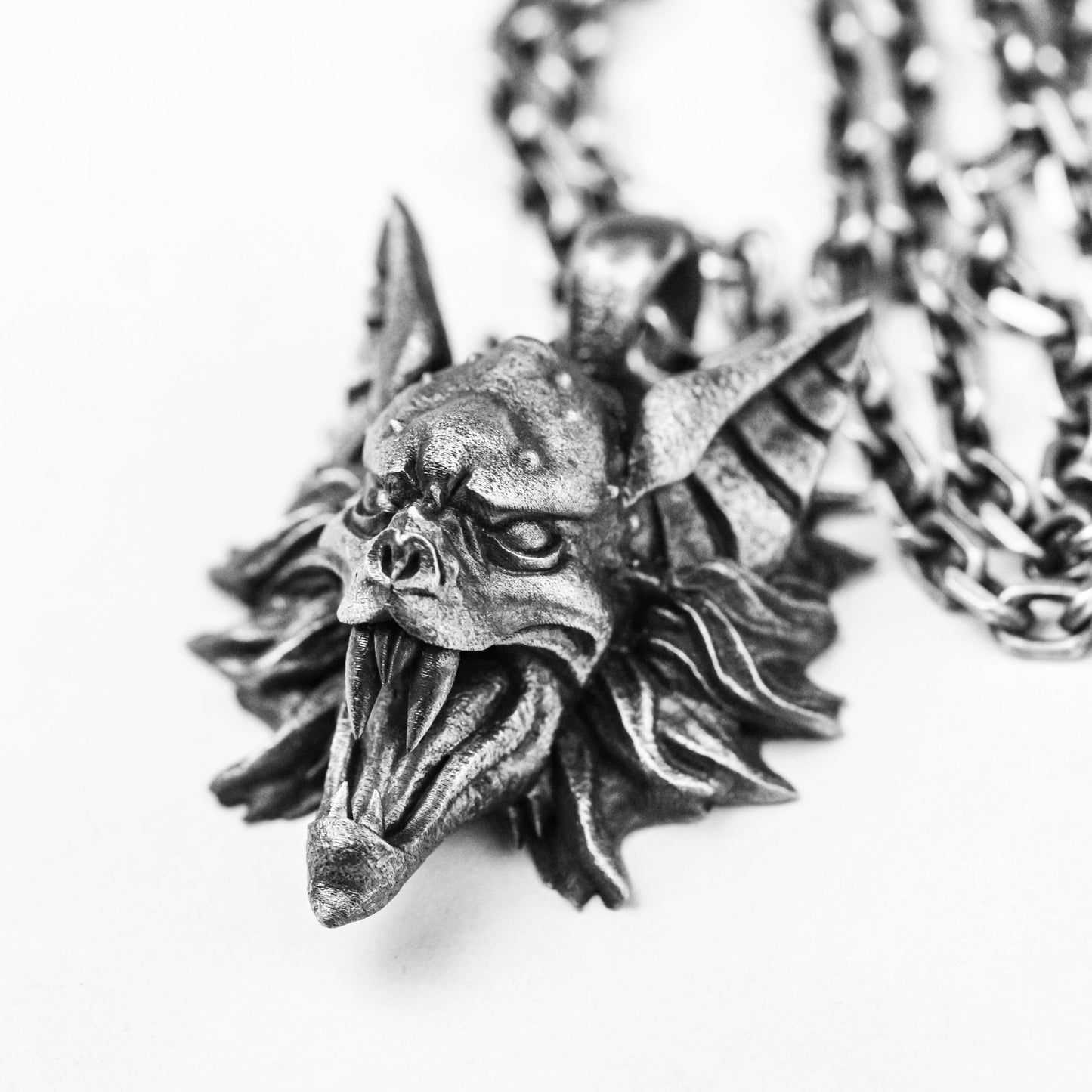 925 Silver Gargoyle Bat Pendant Necklace, Vampire Necklace, Monster Necklace Pendant, Gift Pendant