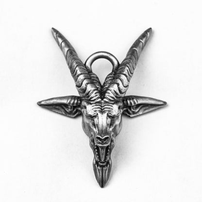 925 silver pentagram pendant, roaring sheep head pendant,Satan Ram Devil Eye Pendant