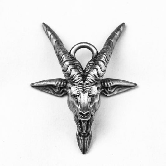 925 silver pentagram pendant, roaring sheep head pendant,Satan Ram Devil Eye Pendant