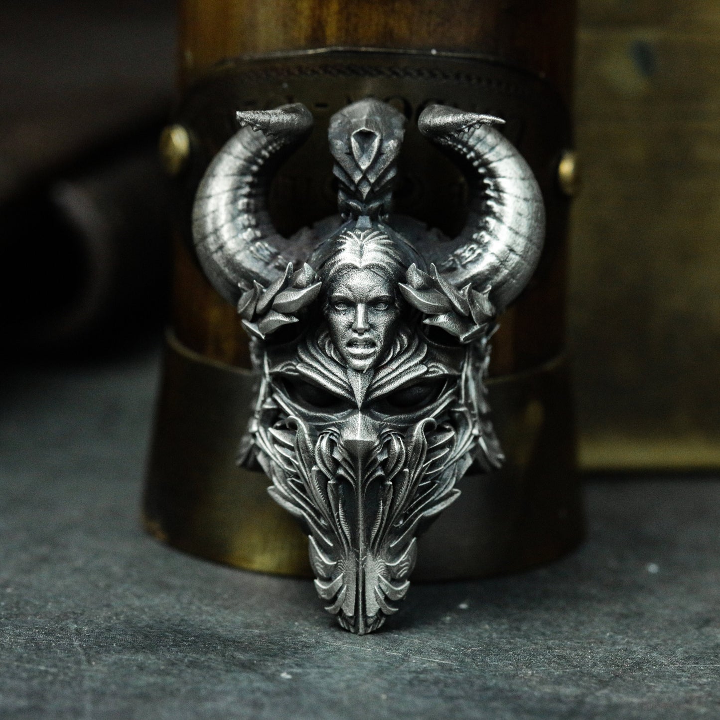 Eternal War, 925 Sterling Silver Pendant Necklace, Soul Helmet Pendant, Mask of Hell Ghost