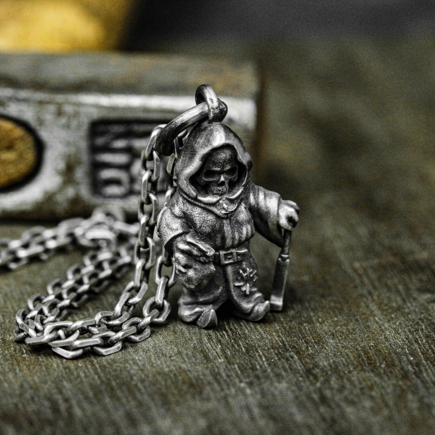 Grim Reaper Pendant Elf Pendant Necklace Small Skull Necklace Gothic Jewelry Ghost Jewelry Sterling Silver Girls Silver Jewelry