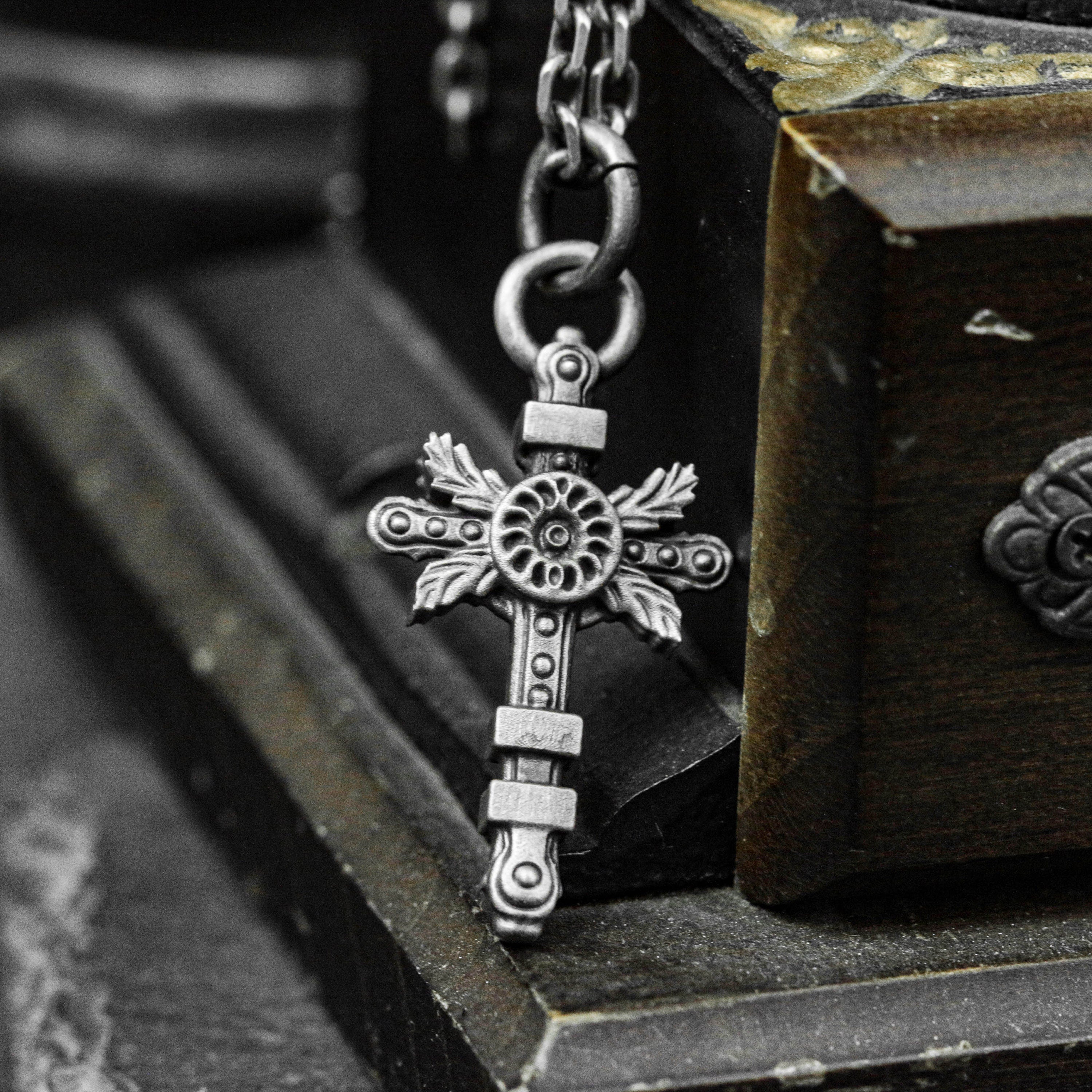 Sterling Silver Women's Silver Jewelry Konoha Cross of Life Pendant Necklace Sterling Silver Cross Women's Necklace Modern Cross Necklace