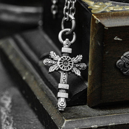 Sterling Silver Women's Silver Jewelry Konoha Cross of Life Pendant Necklace Sterling Silver Cross Women's Necklace Modern Cross Necklace.
