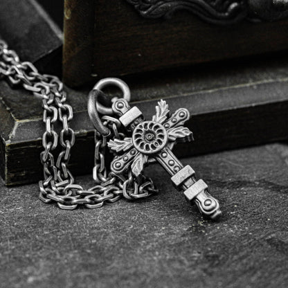 Sterling Silver Women's Silver Jewelry Konoha Cross of Life Pendant Necklace Sterling Silver Cross Women's Necklace Modern Cross Necklace.