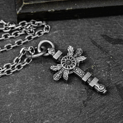 Sterling Silver Women's Silver Jewelry Konoha Cross of Life Pendant Necklace Sterling Silver Cross Women's Necklace Modern Cross Necklace.