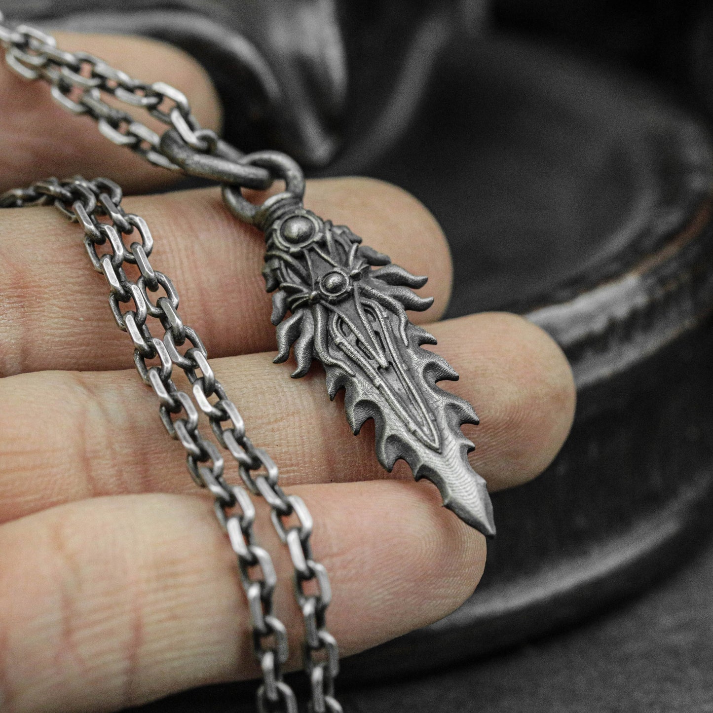 God Arrow Pendant - Dragon Scale Necklace - Healing Necklace - Personalized Minimalism Silver Jewelry - Silver Necklace - Oxidized Arrow