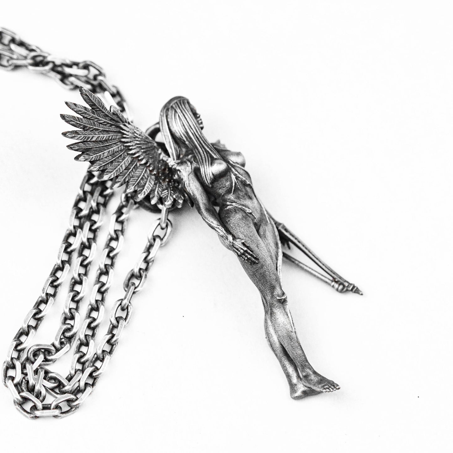 Tree elf female warrior silver pendant angel wings necklace wings necklace Valkyrie witch necklace girls initial gift men's necklace