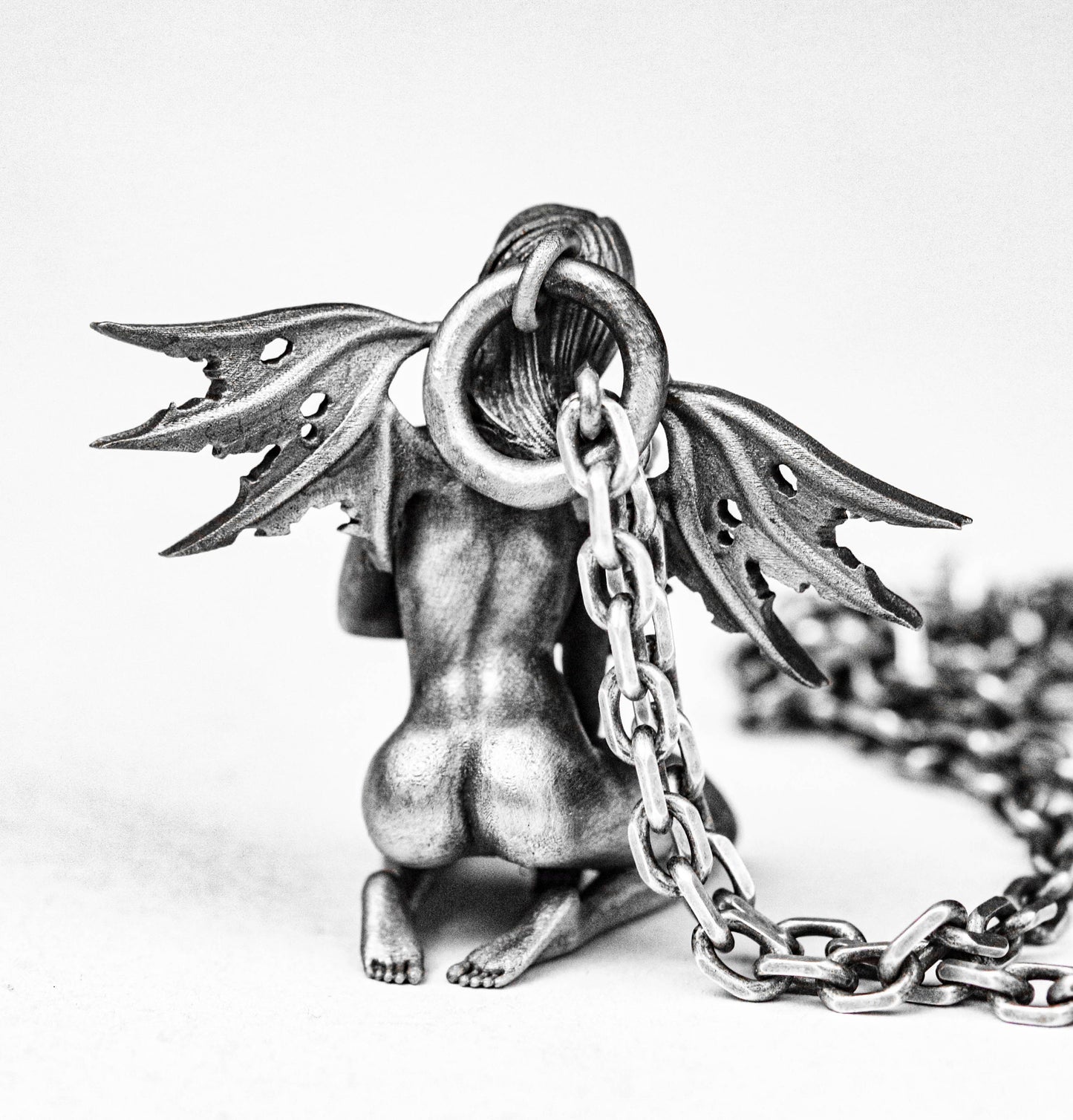 Goddess Perfect Gift - Night Angel Fallen Pendant - Nude Girl Charm Antique Silver - Girly Silver Jewelry - High Quality Necklace