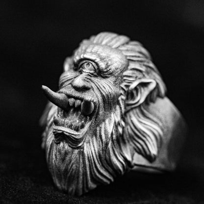 Cyclopean Skull Ring - Hand-Forged 925 Silver Heirloom Jewelry with Norse Motifs