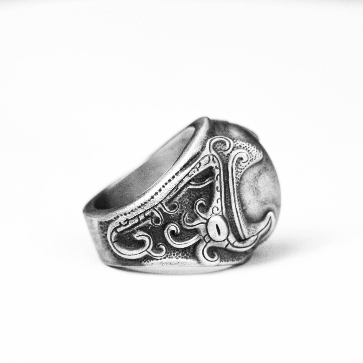 925 Silver Chinese Dragon Ring, Taotie Ring Texture design of the Warring States Period, 925 silver rings, Chinese bronze texture rings