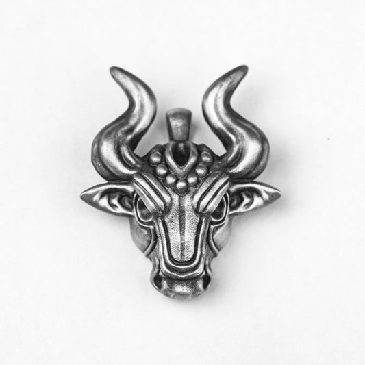 925 silver bull head pendant, oxidized taurus necklace, men's jewelry, bull head pendant, animal lover jewelry, gift for him