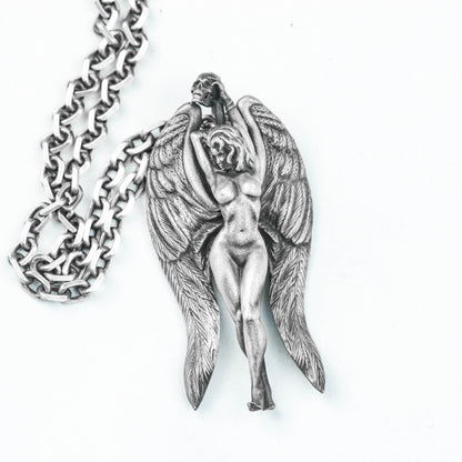 Angel Pendant Necklace Art Deco Style Party Favor - Demon Necklace - Statue Ornament - Design Art Pendant