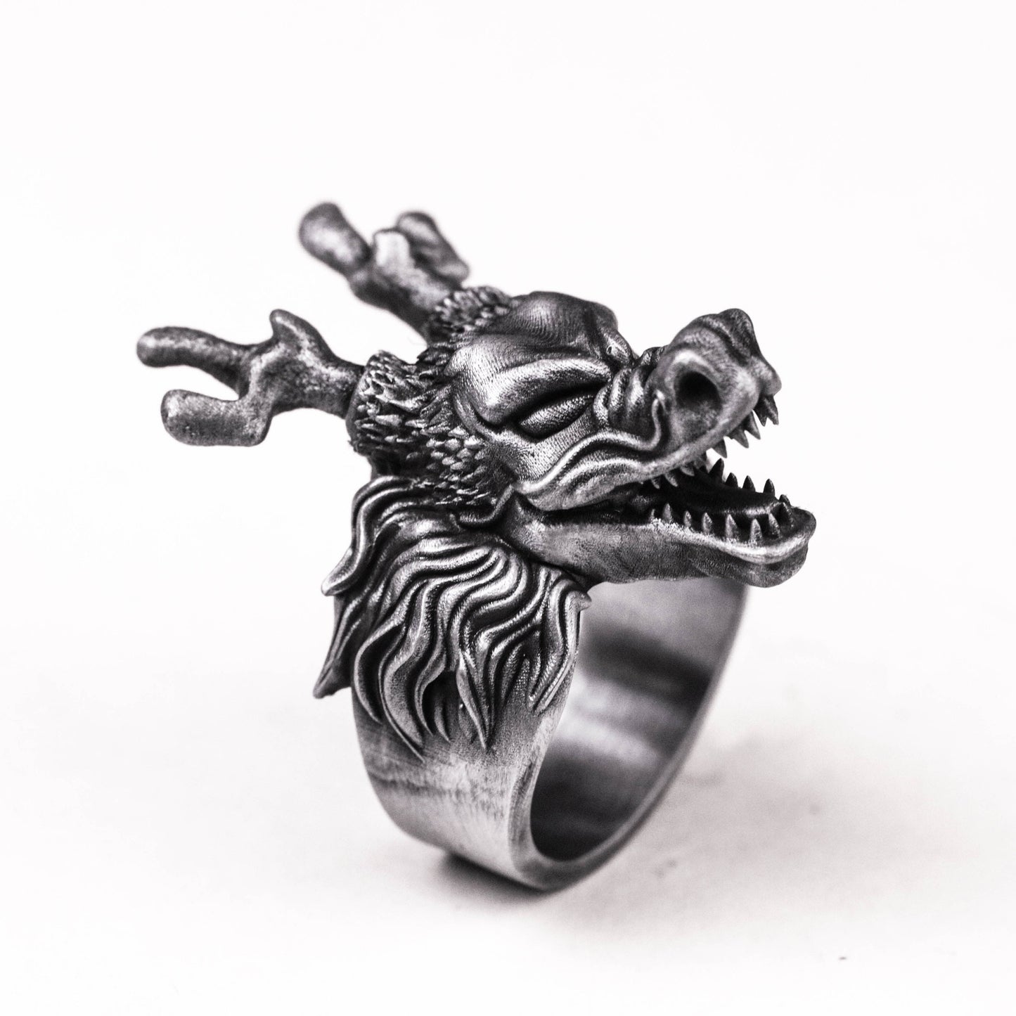 925 silver Dragon Head Ring Divine animal unicorn ring, dragon's son handmade silver ring, silver animal dragon tribe ring gift