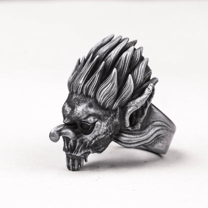 925 silver goblin ring, horror ring, men's large ring, movie game jewelry.