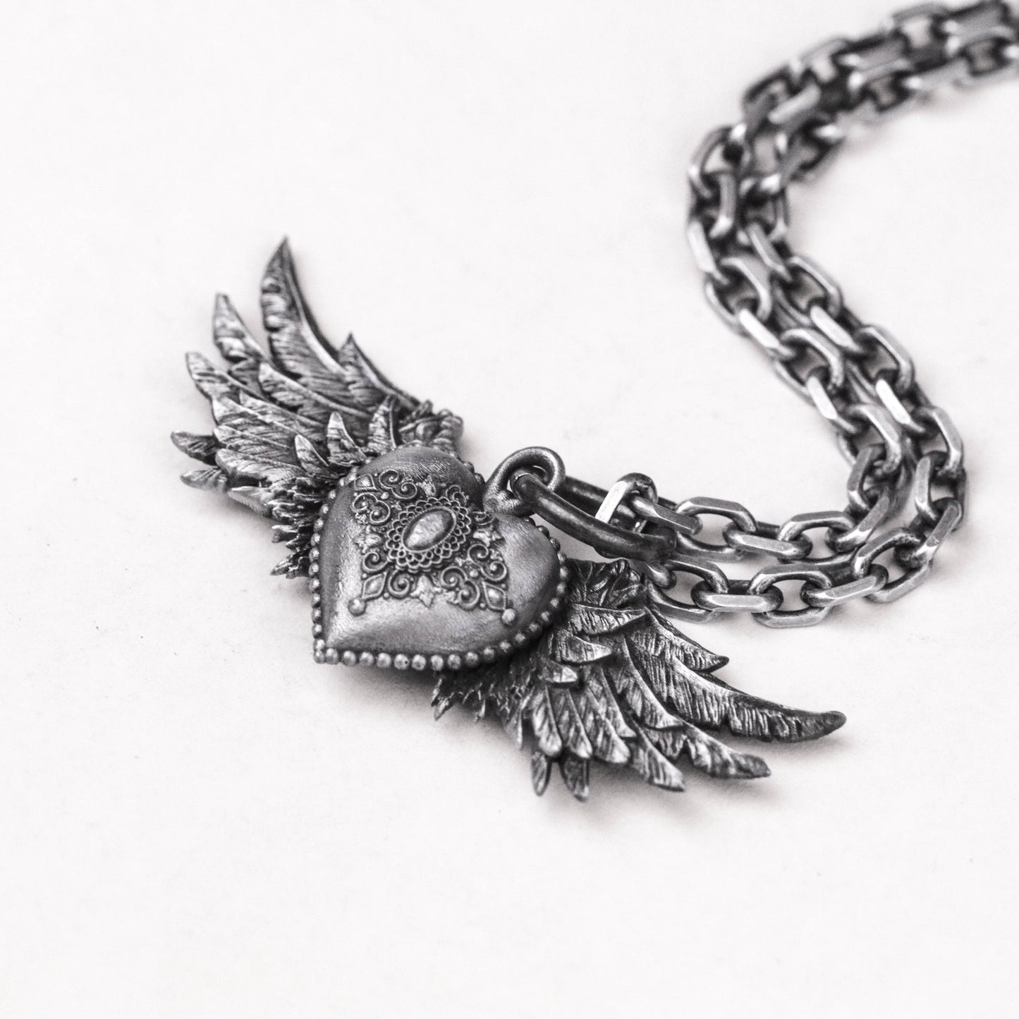 925 Silver Angel Wings Necklace Pendant, Heart Wings Pendant,Angel Wings Pendant Charms,Angel Wings Antique Silver Charms,Wing Heart charm