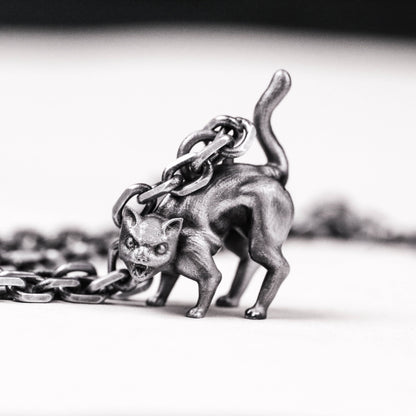 925 silver furious cat pendant, fried cat pendant,Vintage Silver Cat Pendant, Grumpy Cat, Cartoon Cat.