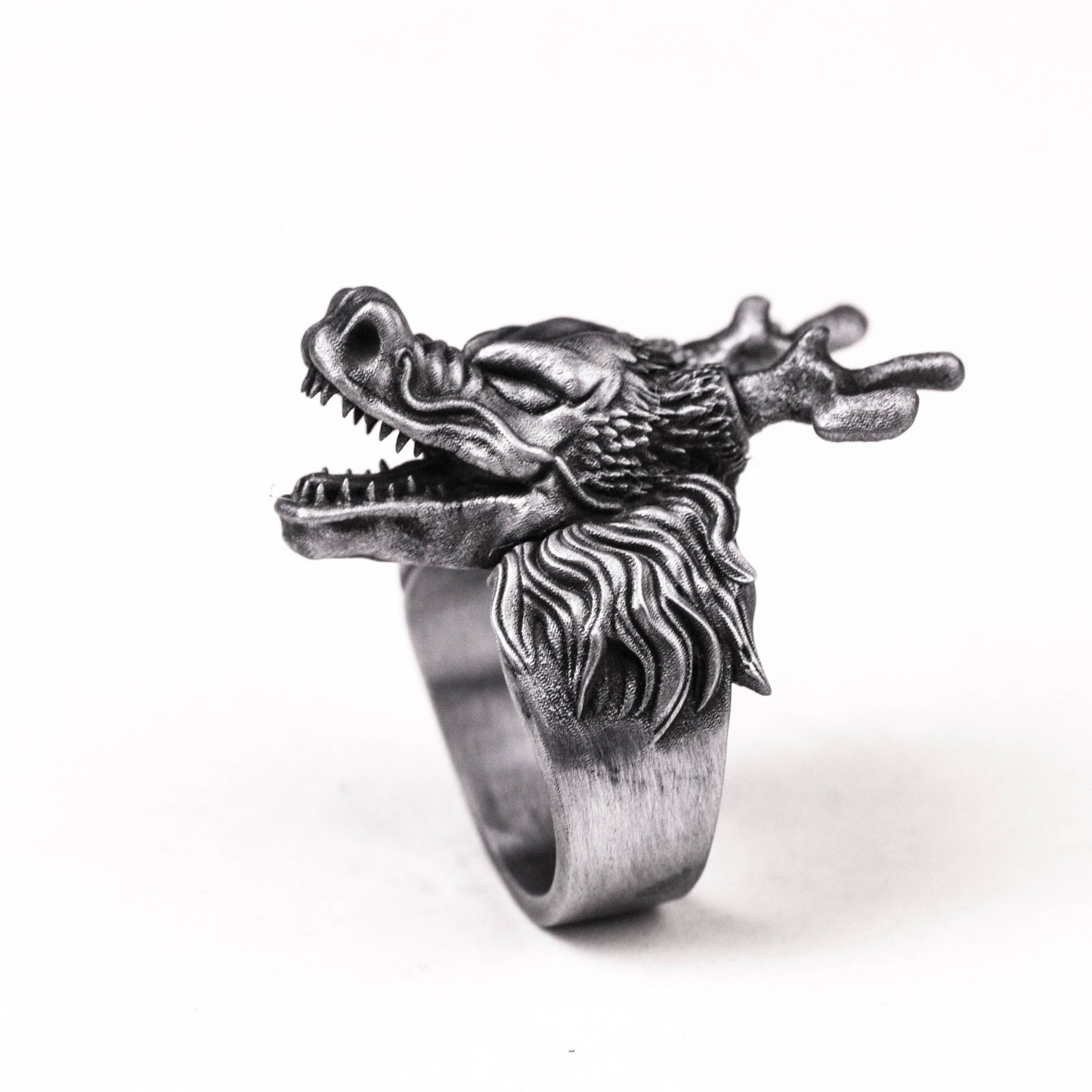 925 silver Dragon Head Ring Divine animal unicorn ring, dragon's son handmade silver ring, silver animal dragon tribe ring gift