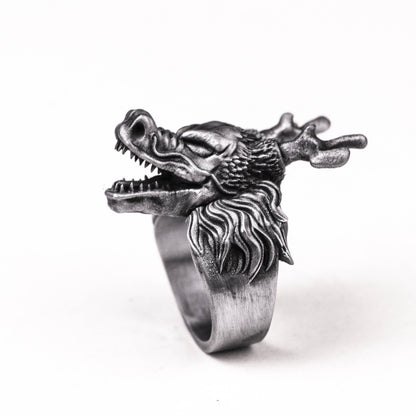 925 silver Dragon Head Ring Divine animal unicorn ring, dragon's son handmade silver ring, silver animal dragon tribe ring gift.